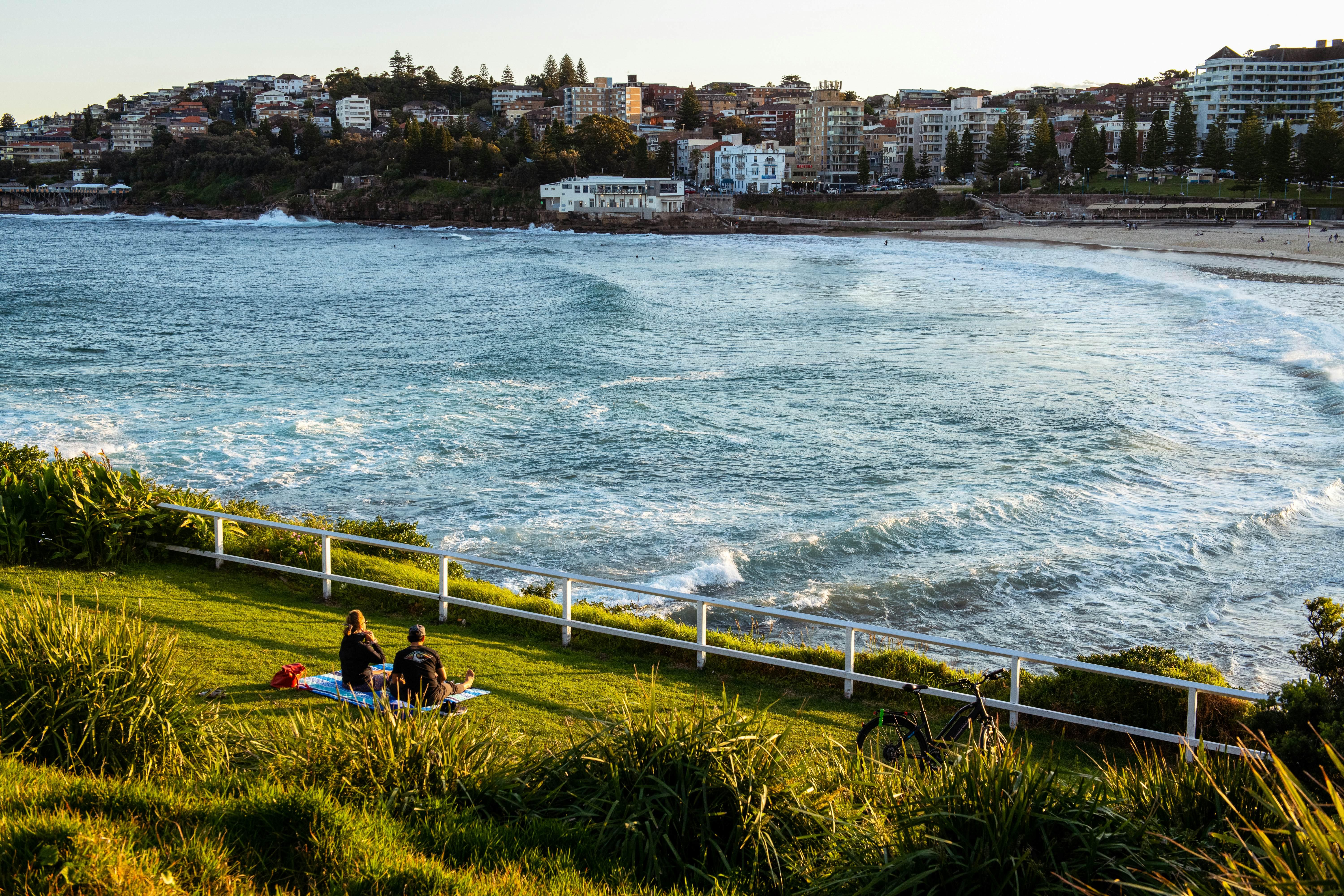 View of Coogee Beach Sydney in the sunset