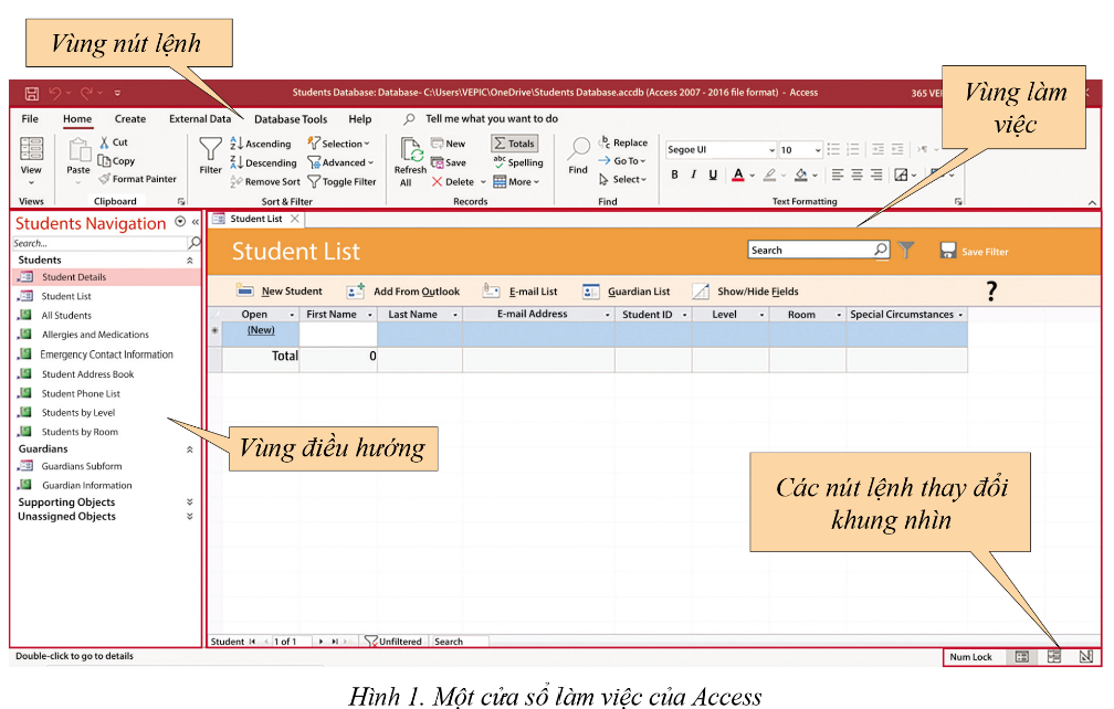 Bài 1. Làm quen với Microsoft Access trang 127, 128, 129 SGK Tin học 11 Tin học ứng dụng Cánh diều</>