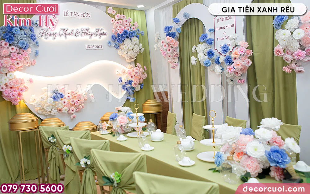 Kim Hỷ Wedding trang trí gia tiên màu xanh rêu